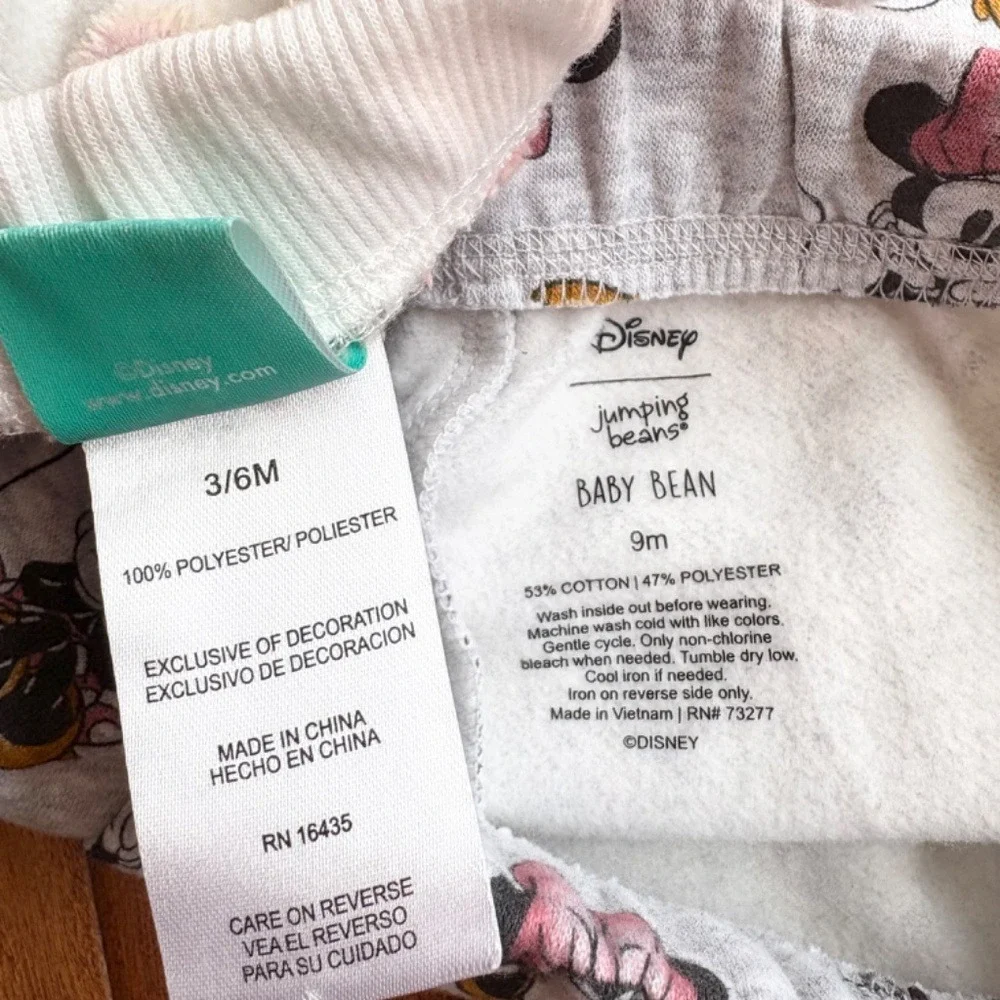 Disney Minnie Mouse Fleece Jogger Set Girls 3-6M White‎ Pink